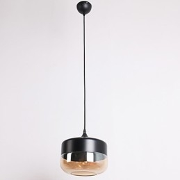 Lámpara colgante con pintura de vidrio chapado retro de 1 luz