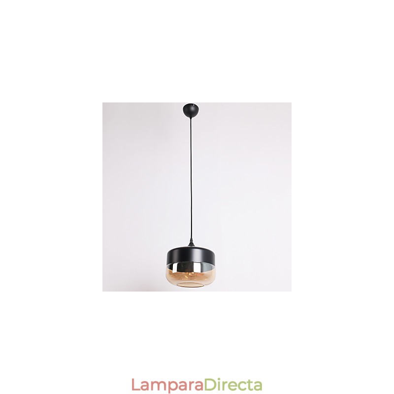 Lámpara colgante con pintura de vidrio chapado retro de 1 luz