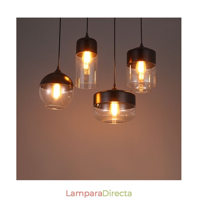 Lámpara de araña de cristal y hierro forjado de la tienda Nordic Creative Stair Shop