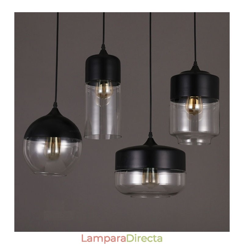 Lámpara de araña de cristal y hierro forjado de la tienda Nordic Creative Stair Shop