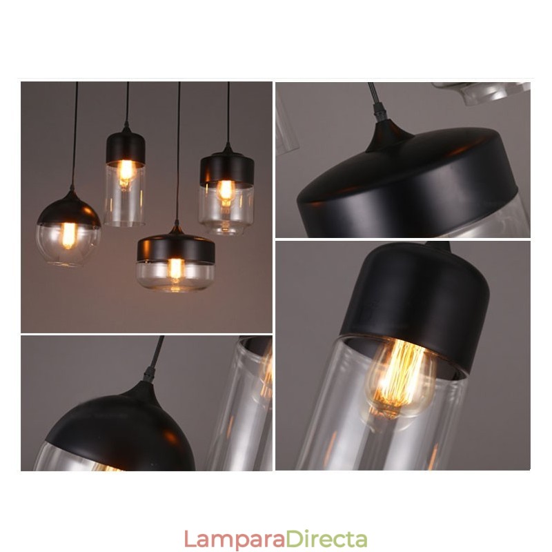 Lámpara de araña de cristal y hierro forjado de la tienda Nordic Creative Stair Shop