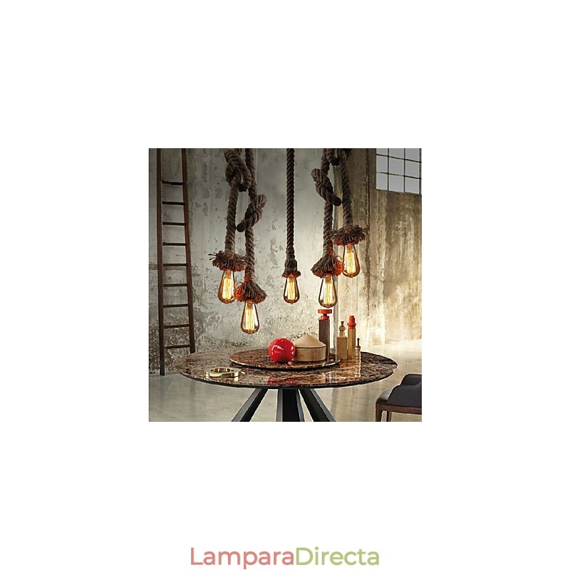 Lámpara de cuerda de cáñamo creativa DIY, 100 cm de largo, incluye 1 bombilla.