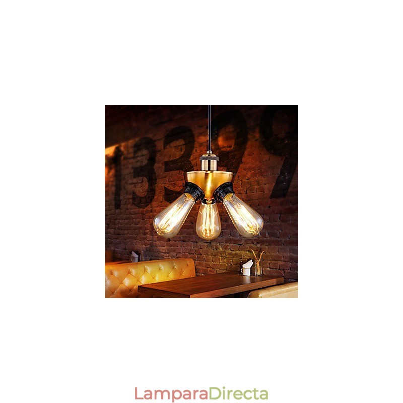 Lámpara colgante de tres pies con cabezal de cobre industrial estilo country americano