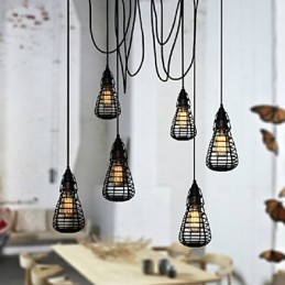 Lámpara colgante de un solo cabezal con diseño industrial americano que restaura formas antiguas de hierro forjado.