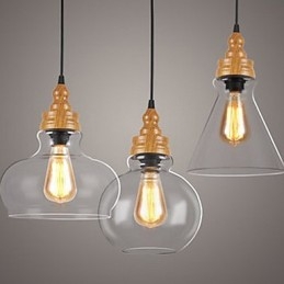 Lámpara de cristal con vetas de madera, estilo norteamericano, que restaura las antiguas costumbres.