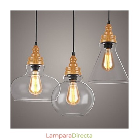 Lámpara de cristal con vetas de madera, estilo norteamericano, que restaura las antiguas costumbres.