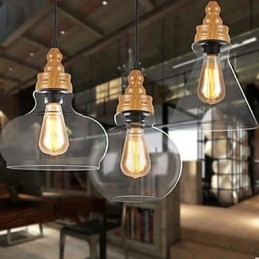 Lámpara de cristal con vetas de madera, estilo norteamericano, que restaura las antiguas costumbres.