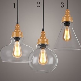 Lámpara de cristal con vetas de madera, estilo norteamericano, que restaura las antiguas costumbres.