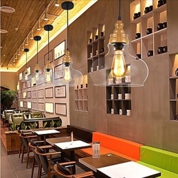 Lámpara de cristal con vetas de madera, estilo norteamericano, que restaura las antiguas costumbres.