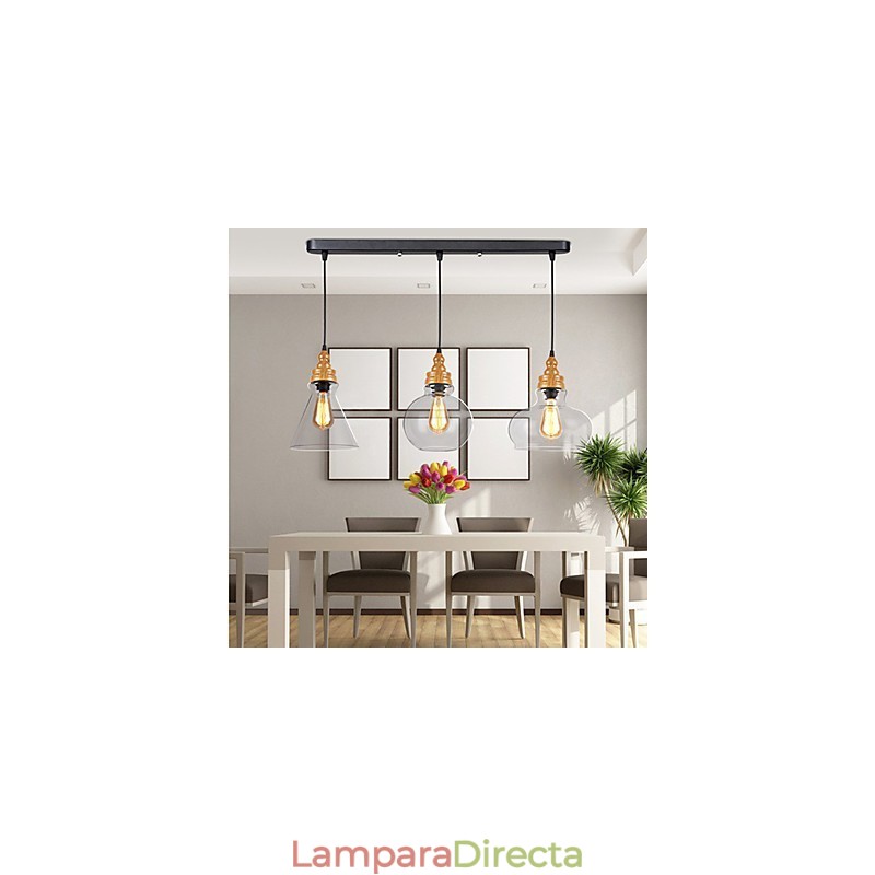 Lámpara de cristal con vetas de madera, estilo norteamericano, que restaura las antiguas costumbres.