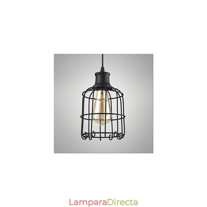 Lámpara colgante Edison vintage con pantalla de jaula