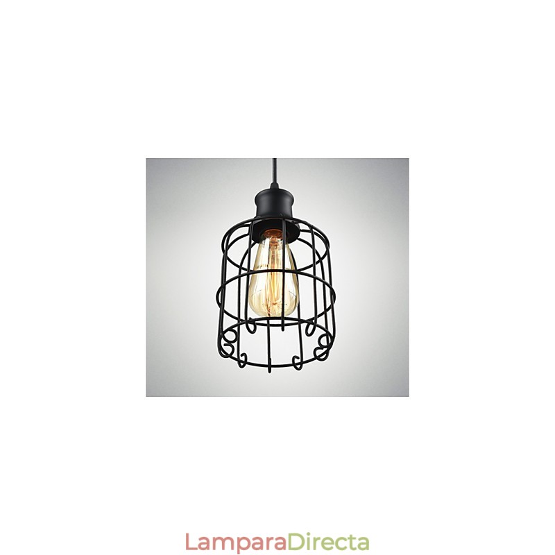 Lámpara colgante Edison vintage con pantalla de jaula
