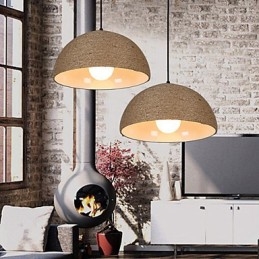 30*Restaure las antiguas costumbres: la idea nórdica: lámpara colgante de cuerda de cáñamo con forma de chimenea semicircular