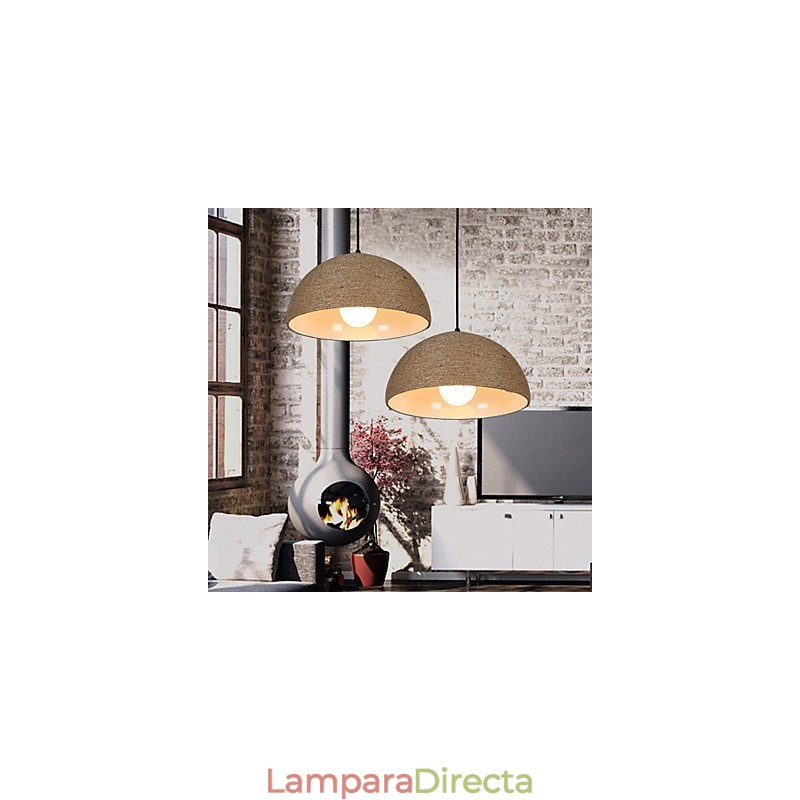 30*Restaure las antiguas costumbres: la idea nórdica: lámpara colgante de cuerda de cáñamo con forma de chimenea semicircular