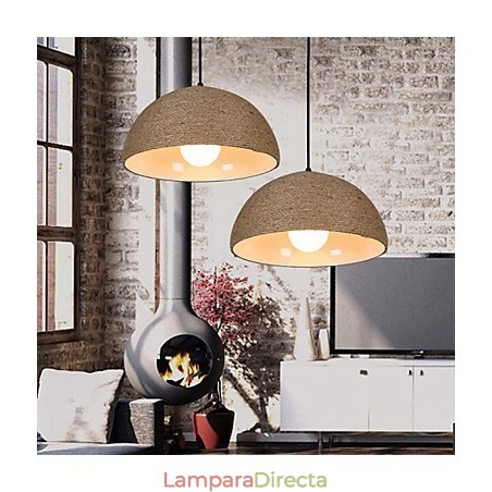 30*Restaure las antiguas costumbres: la idea nórdica: lámpara colgante de cuerda de cáñamo con forma de chimenea semicircular 30*Restaure las antiguas costumbres: la idea nórdica: lámpara colgante de cuerda de cáñamo con forma de chimenea semicircular