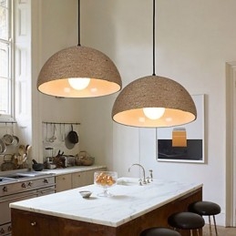 30*Restaure las antiguas costumbres: la idea nórdica: lámpara colgante de cuerda de cáñamo con forma de chimenea semicircular