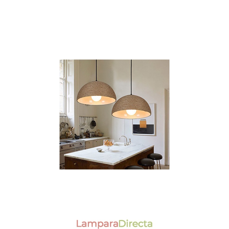 30*Restaure las antiguas costumbres: la idea nórdica: lámpara colgante de cuerda de cáñamo con forma de chimenea semicircular