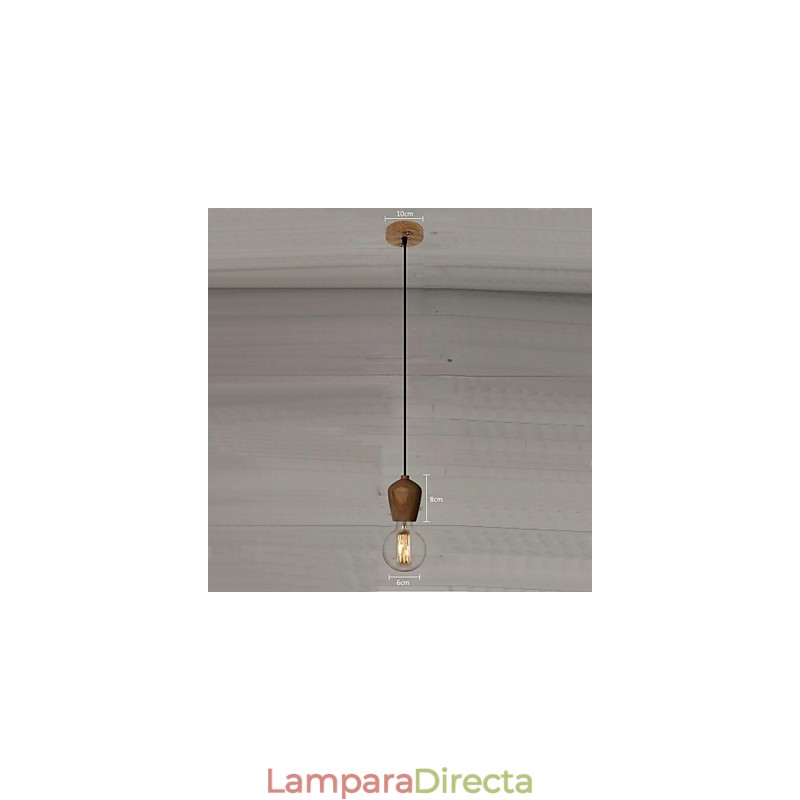 Lámpara colgante de madera de bambú estilo Country Mini Otros para garaje