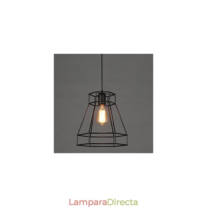 Lámpara colgante de hierro forjado con líneas geométricas y diamantes, moderna y contemporánea