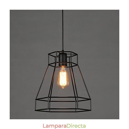 Lámpara colgante de hierro forjado con líneas geométricas y diamantes, moderna y contemporánea