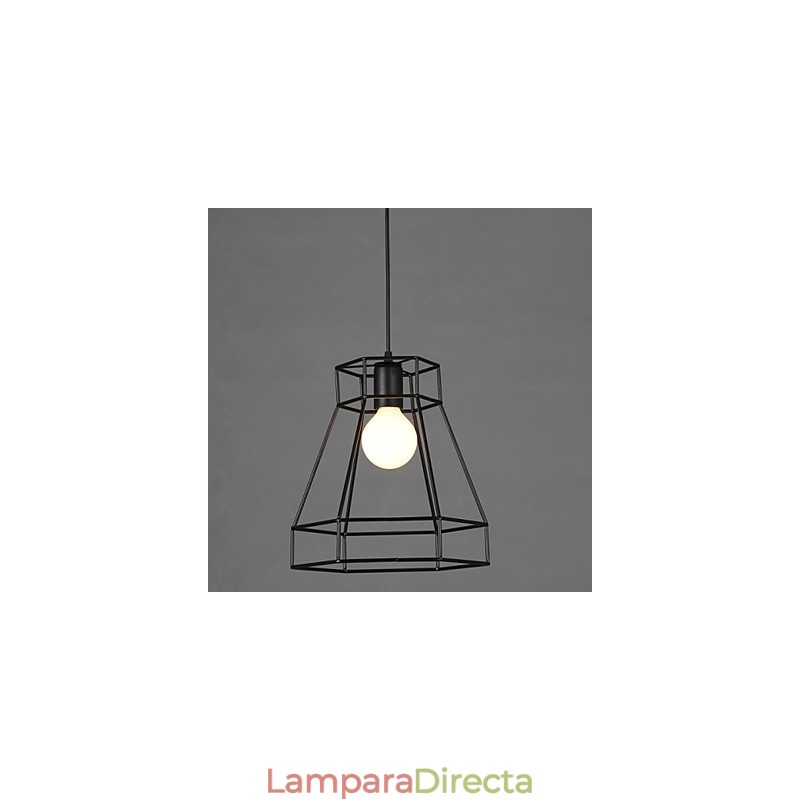 Lámpara colgante de hierro forjado con líneas geométricas y diamantes, moderna y contemporánea