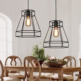 Lámpara colgante de hierro forjado con líneas geométricas y diamantes, moderna y contemporánea