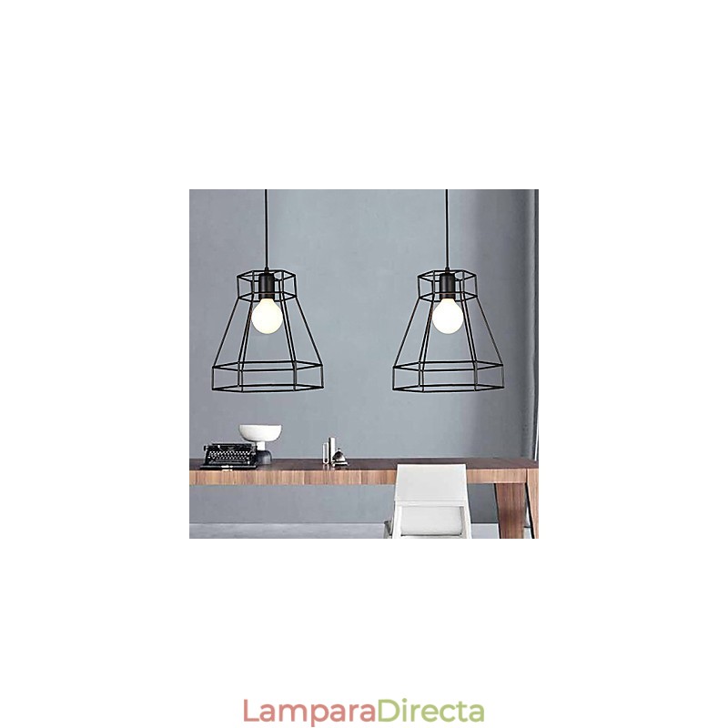 Lámpara colgante de hierro forjado con líneas geométricas y diamantes, moderna y contemporánea