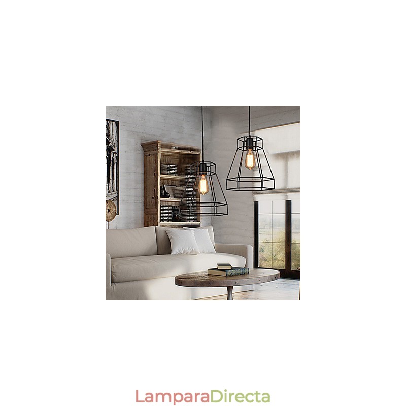 Lámpara colgante de hierro forjado con líneas geométricas y diamantes, moderna y contemporánea