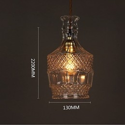 Lámpara colgante de cristal con diseño de botella romántica y creativa tallada