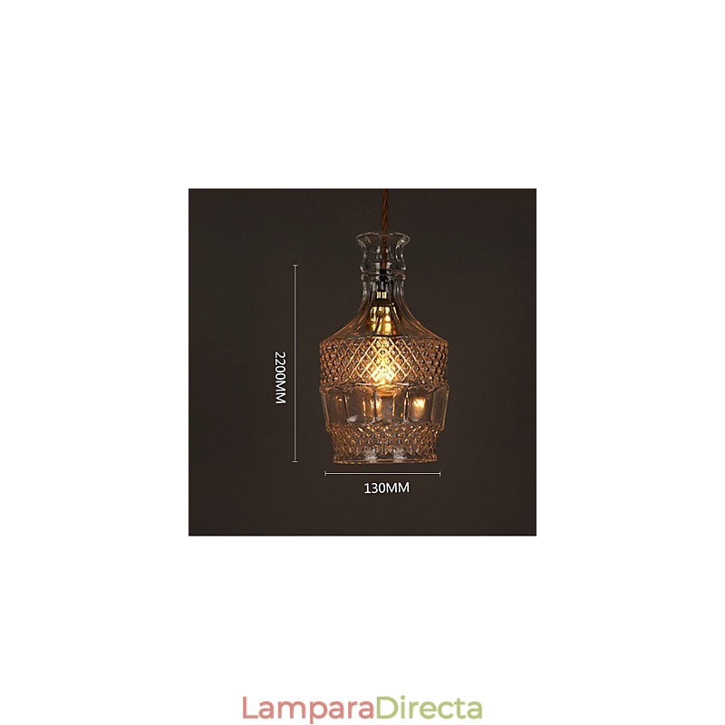 Lámpara colgante de cristal con diseño de botella romántica y creativa tallada