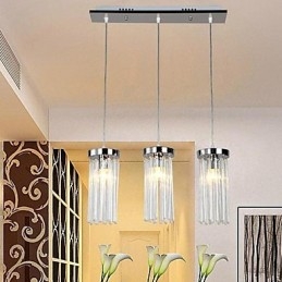 Lámpara colgante moderna contemporánea de metal cromado y cristal
