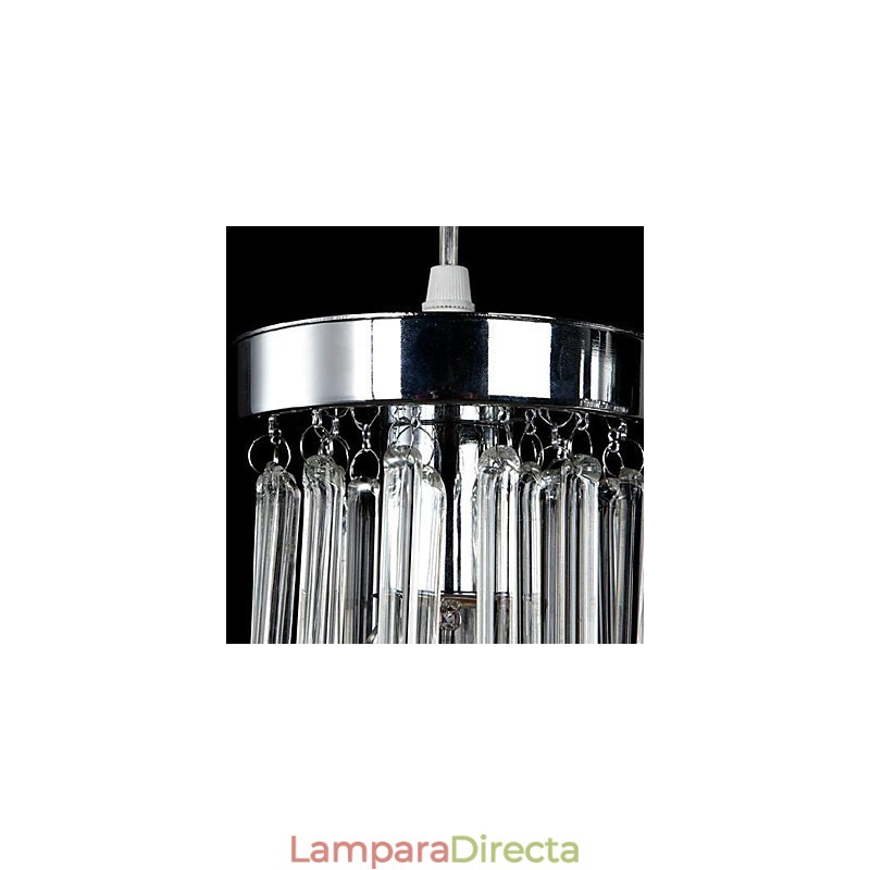 Lámpara colgante moderna contemporánea de metal cromado y cristal