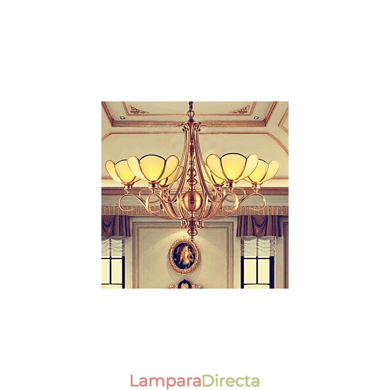 Lámpara de araña de metal de latón con diseño rústico clásico tradicional