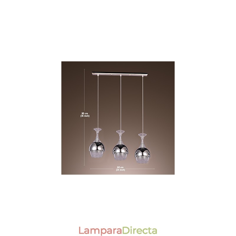 Lámpara colgante creativa de estilo francés de 3 luces en forma de copa