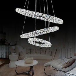 Lámpara colgante moderna contemporánea de metal cromado y cristal de 44 W