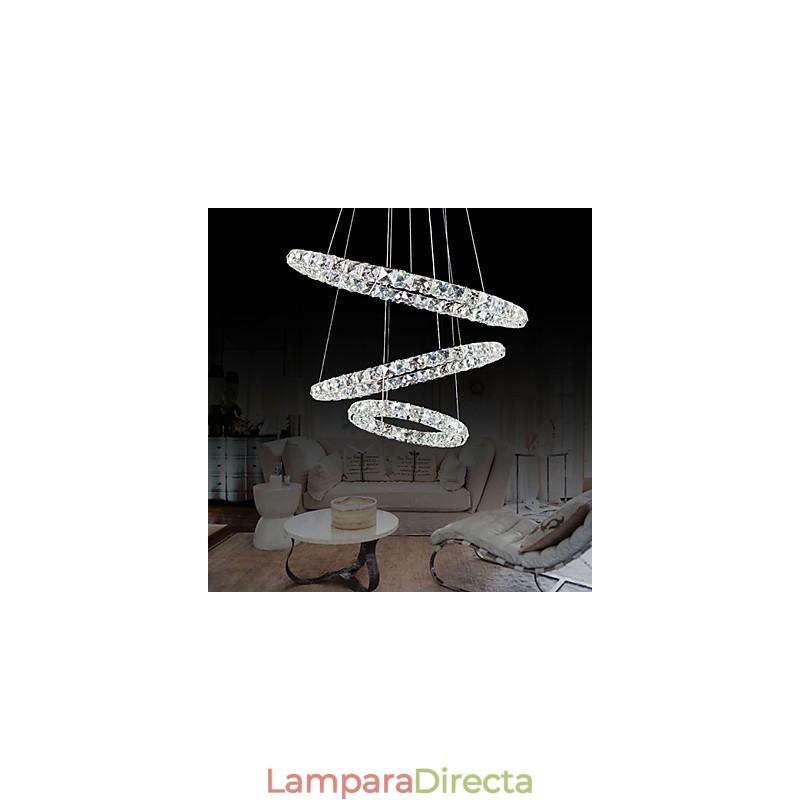 Lámpara colgante moderna contemporánea de metal cromado y cristal de 44 W