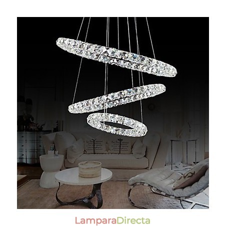 Lámpara colgante moderna contemporánea de metal cromado y cristal de 44 W Lámpara colgante moderna contemporánea de metal cromado y cristal de 44 W