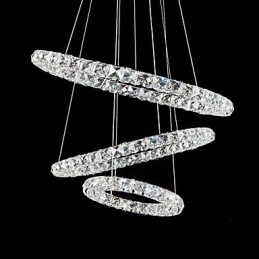 Lámpara colgante moderna contemporánea de metal cromado y cristal de 44 W