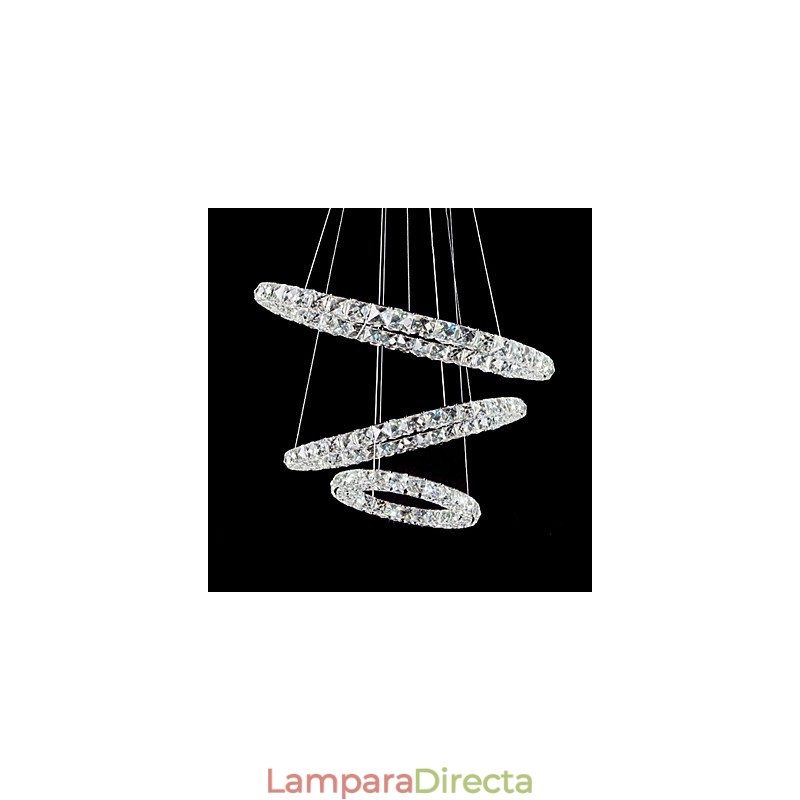 Lámpara colgante moderna contemporánea de metal cromado y cristal de 44 W