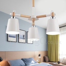 Lámpara de araña de madera contemporánea moderna de 3 luces