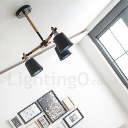 Lámpara de araña de madera contemporánea moderna de 3 luces