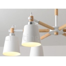 Lámpara de araña moderna y contemporánea de madera de 6 luces