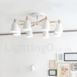 Lámpara de araña moderna contemporánea de madera de 8 luces