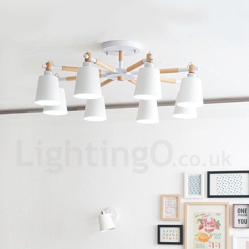 Lámpara de araña moderna contemporánea de madera de 8 luces