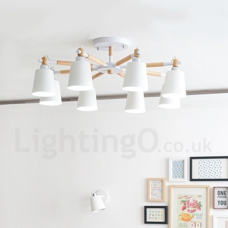 Lámpara de araña moderna contemporánea de madera de 8 luces Lámpara de araña moderna contemporánea de madera de 8 luces