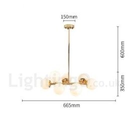 Lámpara de araña contemporánea moderna de 8 luces con pantalla de cristal