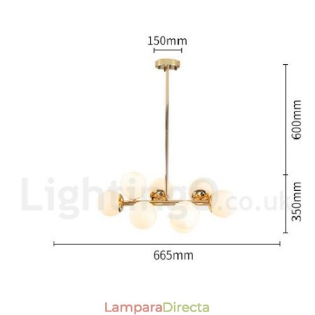 Lámpara de araña contemporánea moderna de 8 luces con pantalla de cristal Lámpara de araña contemporánea moderna de 8 luces con pantalla de cristal
