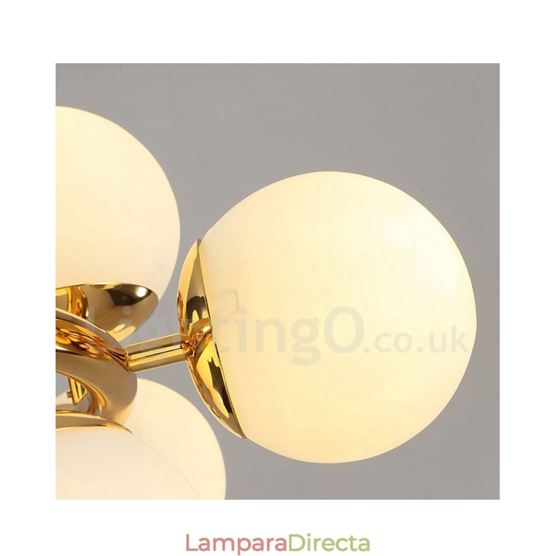 Lámpara de araña contemporánea moderna de 8 luces con pantalla de cristal