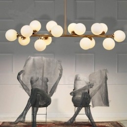Lámpara de araña moderna contemporánea de 16 luces con pantalla de cristal y lámpara