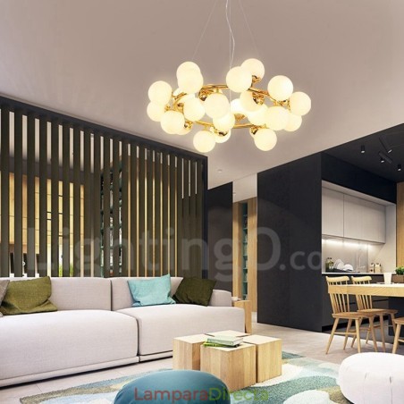 Lámpara de araña contemporánea moderna de 24 luces con pantalla de cristal Lámpara de araña contemporánea moderna de 24 luces con pantalla de cristal